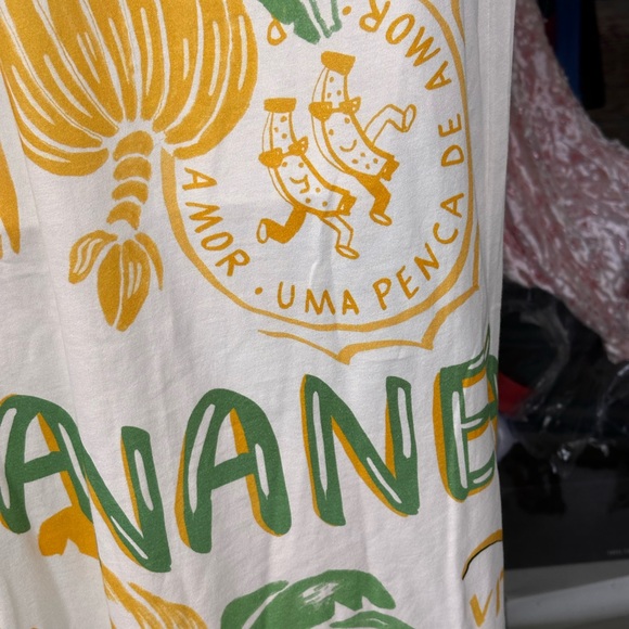 FARM Rio from Anthropologie NWT SZ XL tropical Banana printed tshirt midi dress - Picture 8 of 16